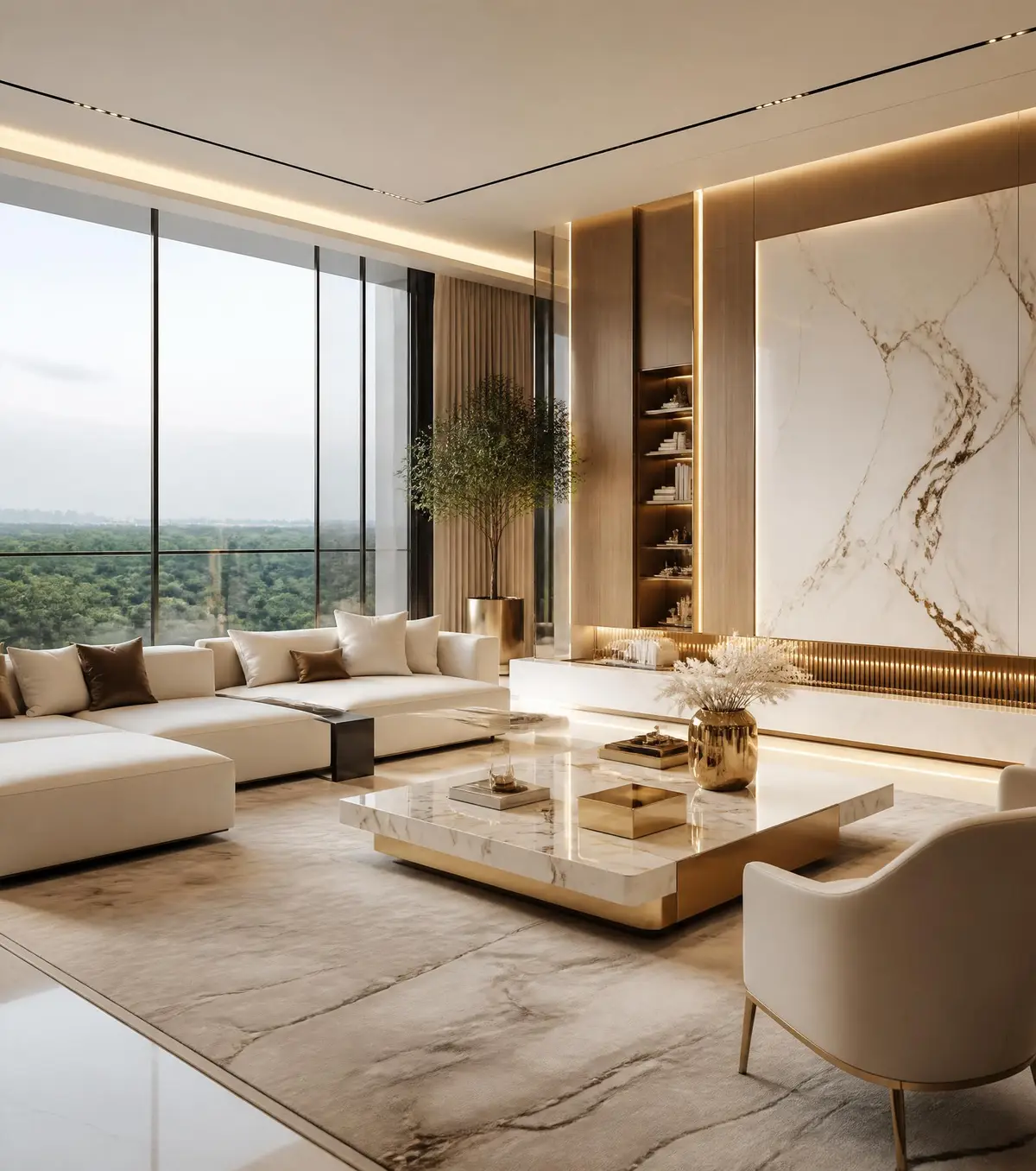 Luxury living room interior with panoramic view at VANN