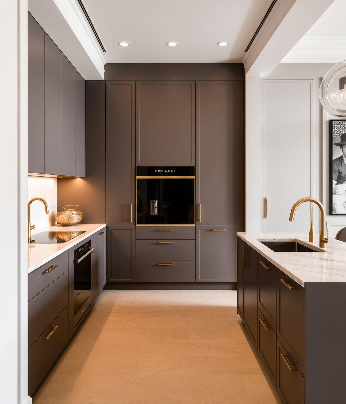 Modern kitchen with marble island
