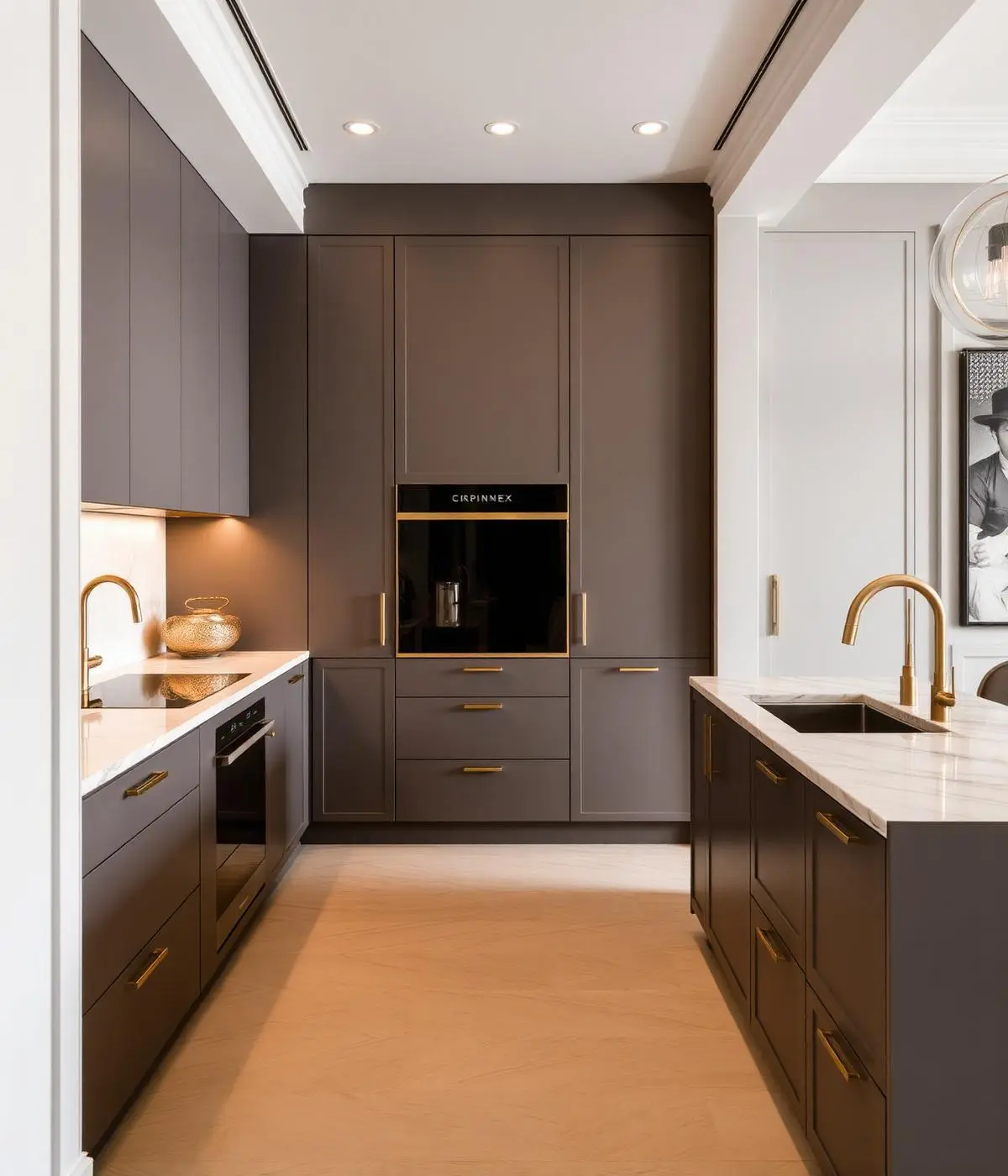 Modern kitchen with marble island